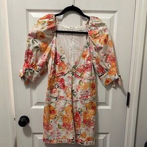 For Love & Lemons Floral Puff Sleeve Dress